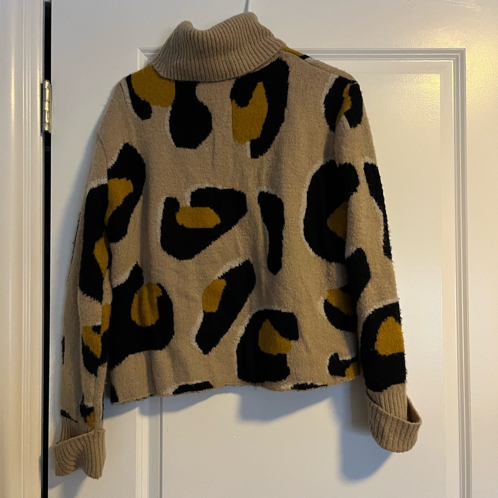 Anthropologie Moth Cowl Neck Sweater - Tan, Black, and Gold